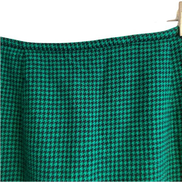 Vintage Jones New York Green Black Houndstooth Wool Knee Length Skirt size small - Picture 11 of 16